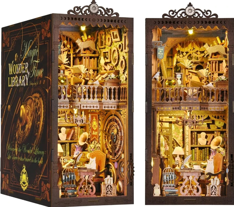 DIY Book Nook Kit, 3D Wooden Puzzle, Decorative Bookend, Model Building Set for Adults and Teens, Gift for Book Lovers