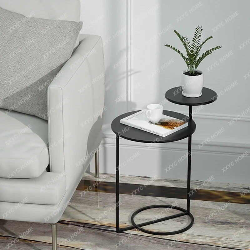 Nordic modern simple living room small coffee table wrought iron round sofa corner table creative bedside small table