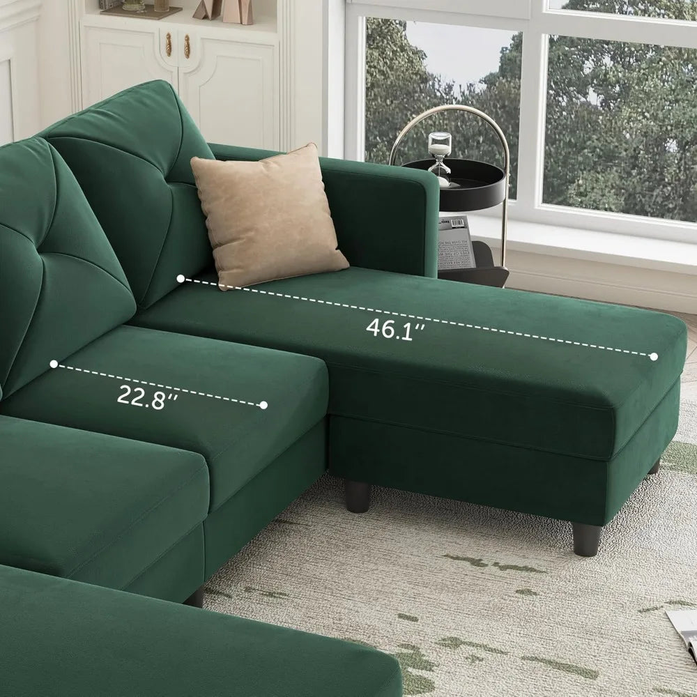 Sleeper Sectional Sofa Set ,with Storage Ottoman 4-Seat Sectional Sofa Set for Living Room, Velvet U Shaped Couch