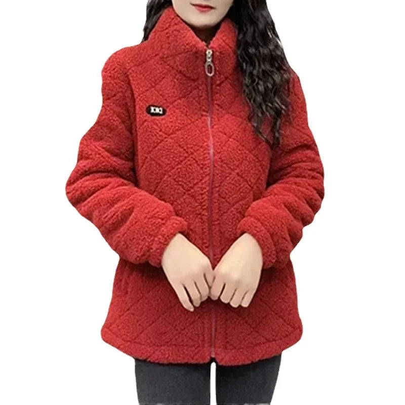 Fleece-lined Thickened Cotton Coat New Style Women's Winter Warm Cotton Jacket For Middle-aged Mothers Fashionable Attire