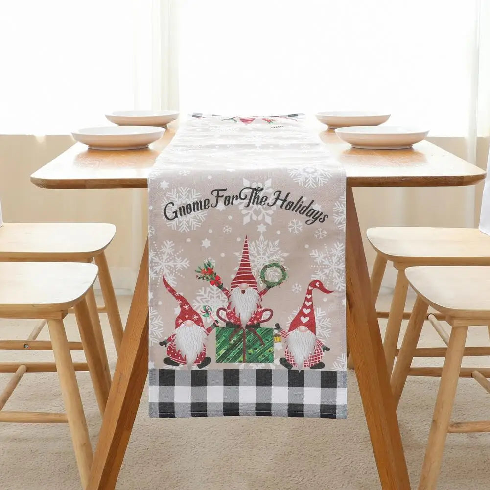 Christmas Table Runner Holiday Table Runner Festive Snowflake Gnome Print Table Runner Durable Exquisite Christmas for Home