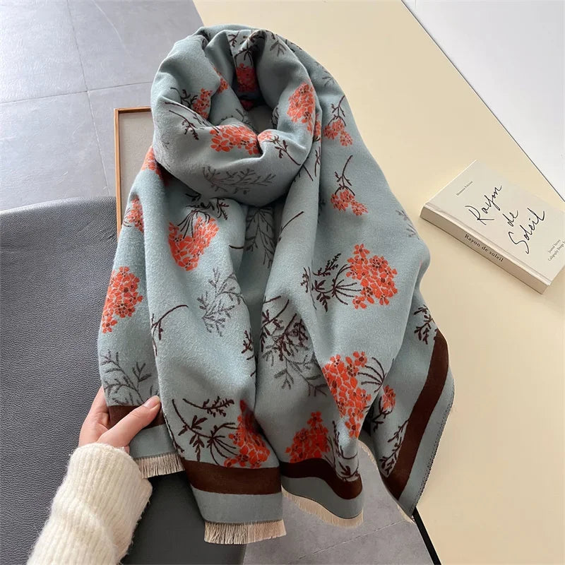 Luxury Brand Pashmina Shawl Wrap Scarf For Women Design Winter Warm Cashmere Scarves Bandana Female Thick Blanket Soft Bufanda