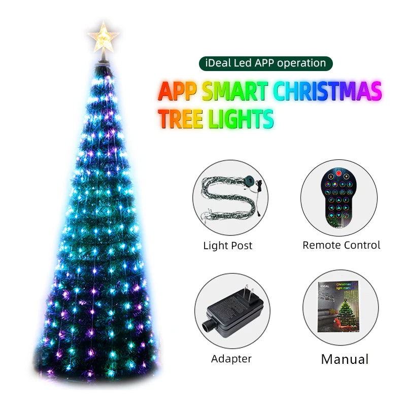 WS2812B Tuya Smart Christmas Tree Garland LED Fairy String Lights App Remote control DIY Picture Display Outdoor Wedding Party