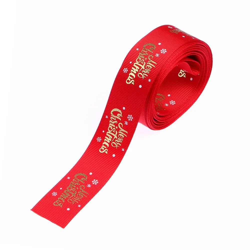 5Yards/Roll DIY Merry Christmas Polyester Package Material Wrapping Supplies Ribbons Christmas Grosgrain Xmas Ornament