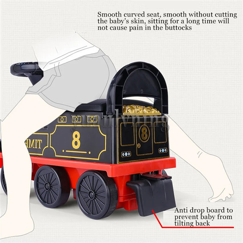 Child Electric Train Kids Riding Toy With Train Rail Car Sets Classical Model Baby Walker Stroller For Children's Christmas Gift