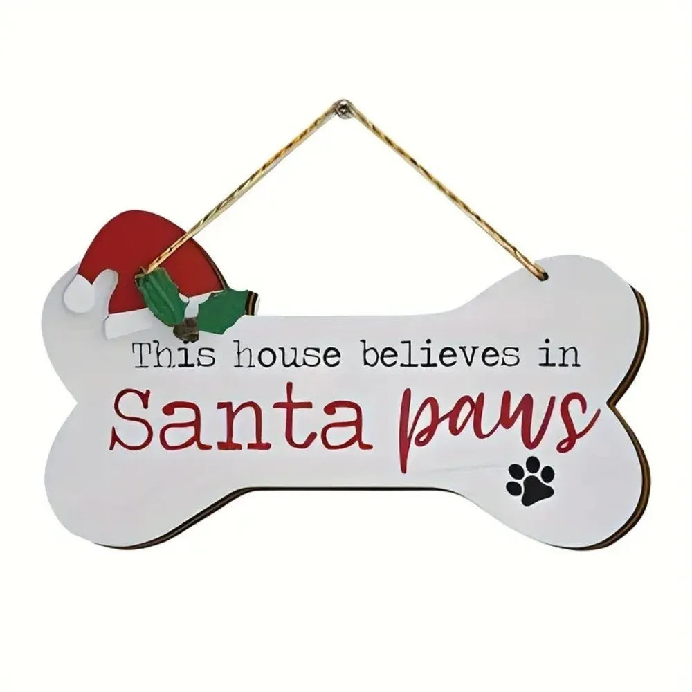 Trendy Merry Christmas Loft Door Sign Bone Shape Wooden Front Door Hanging Signs Winter Decorations Reusable Xmas Tree Pendant