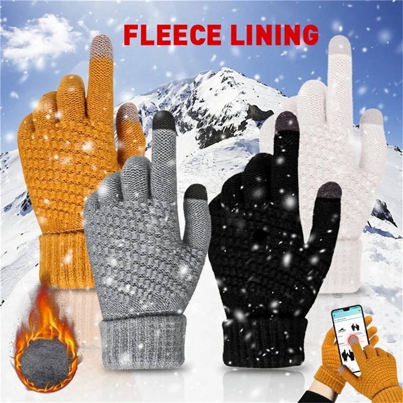 Winter Wolle Warme Strickhandschuhe Handy Touchscreen Strickhandschuhe Vollfinger Guantes Weibliche Häkelhandschuhe Für Männer Frauen