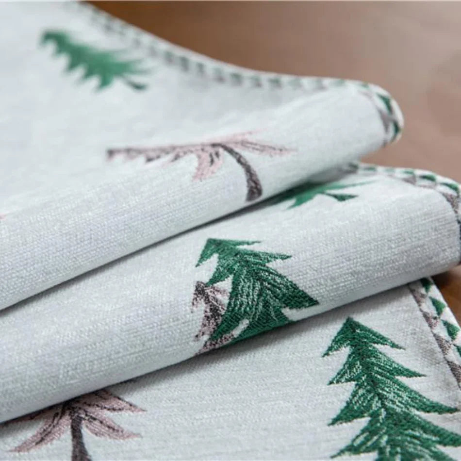 Christmas Tree Table Runner, Winter Holiday Christmas Elk, Dining Cloth Placemat New Year Home Kitchen Rustic Decorations