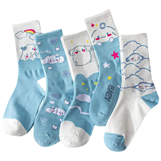 Kawaii Sanrioed Anime Kittys Cinnamoroll Winter Soft, Comfortable, Sweat Absorbent Long Cotton Socks Christmas Brithday Gift