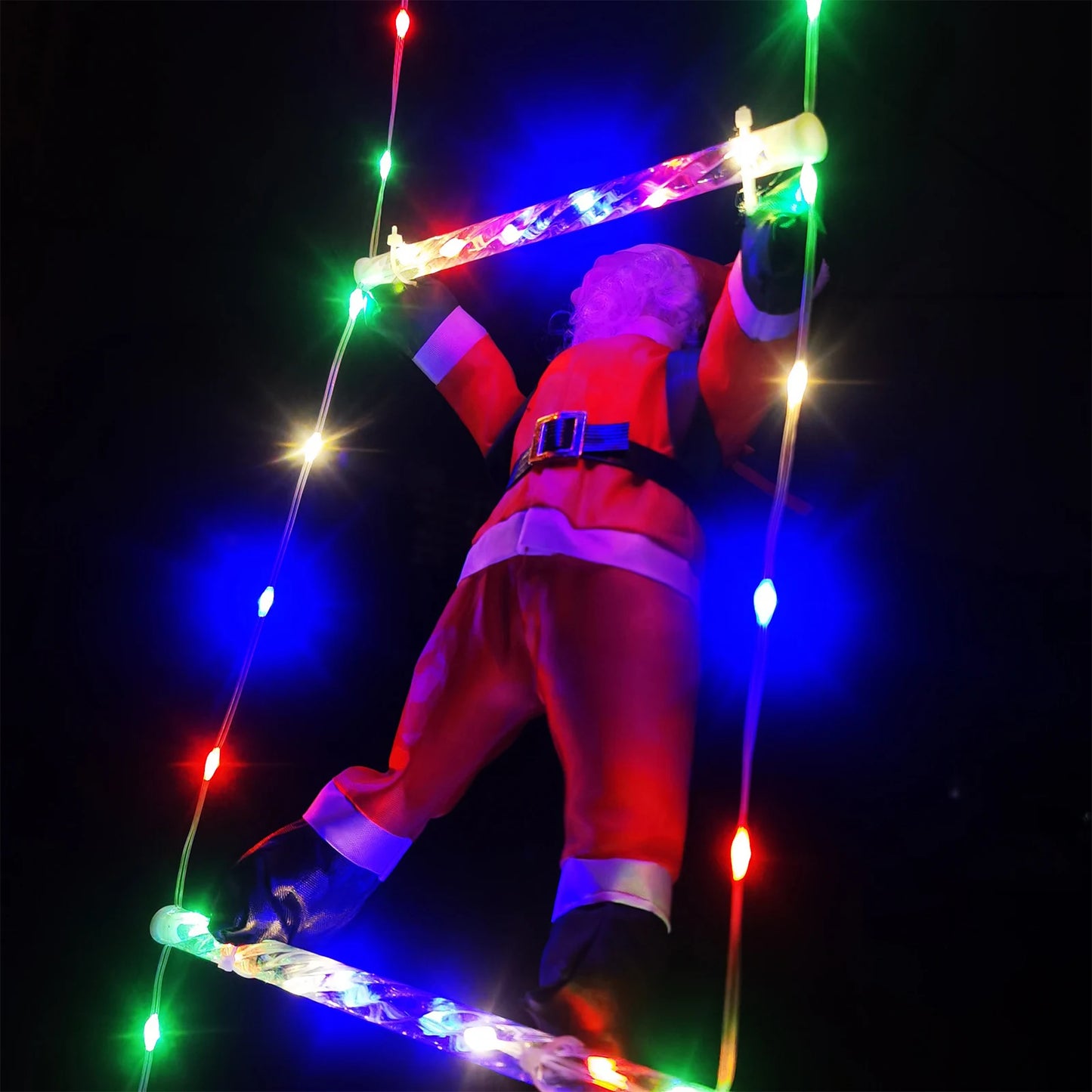 Remote Control Santa Claus Climbing On Rope Ladder Christmas Outdoor Indoor Ornament Decor Waterproof Christmas LED Lights