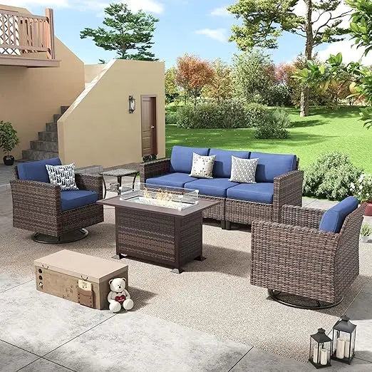 Outdoor Furniture Set, Outdoor Furnitures Sectional Sofa with Swivel Chairs, for Balcony Backyard, Garden Furniture Sets