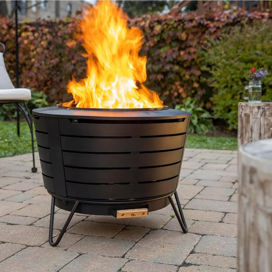 Smokeless Patio Fire Pit, Wood Burning Outdoor Fire Pit - Wood Pack, Modern Design with Removable Ash Pan ,Outdoor Heaters