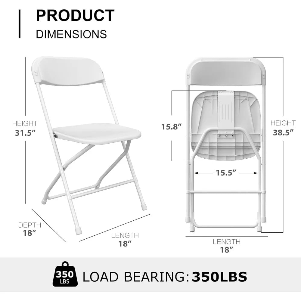 10 Pack White Folding Chairs,Portable ,Stackable  with Steel Frame for Office Wedding Party Patio Dinning Events,350lbs Capacity