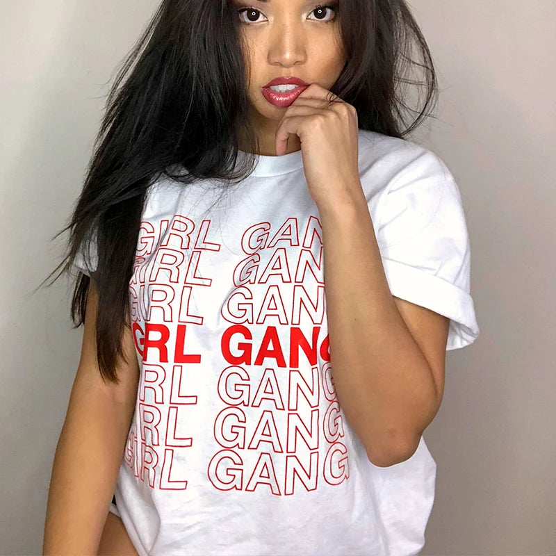 Girl Gang Power T-shirt: Aesthetic Feminism for Hipster Grunge Vibes.