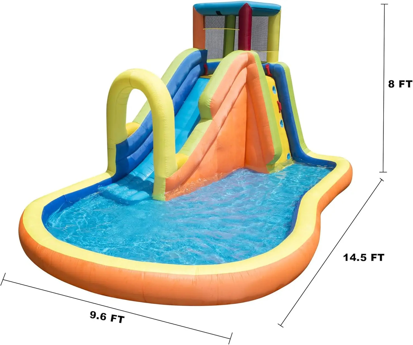 Party Slide Inflatable Water Park with Climbing Wall, Sprinkler, and Splash Pool