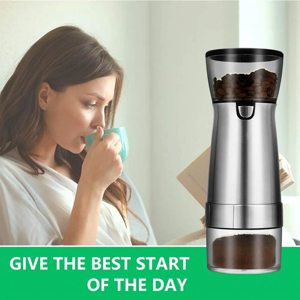 One-Touch Electric Coffee Grinder Grinds Coffee Beans Spices Nuts Grains Durable Stainless Steel Blades TYPE-C USB Charge