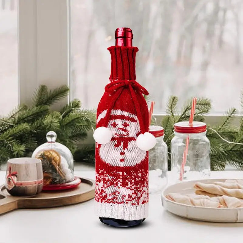 Wine Bottle Covers Holiday Knitted Elk Wine Bottle Cover Christmas Wine Bottle Decoration Decorative Elastic Wine Bottle Sweater