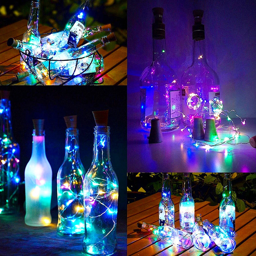 2M 20Leds Solar Wine Bottle String Lights IP65 Waterproof Copper Wire Cork Shaped Fairy Lights For Wedding Christmas Party Decor