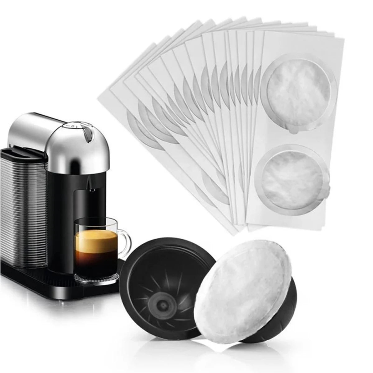 100PCS 62MM Disposable Coffee Capsule Seals Foils Cream Foam Coffee Filter Lid Sticker for Vertuo