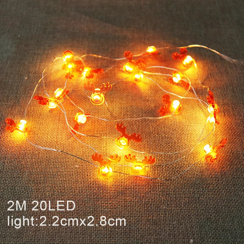 2024 Christmas Lights String Santa Claus Snowman Battery-operated Garland LED Christmas Decorative Light Party New Year's Decor