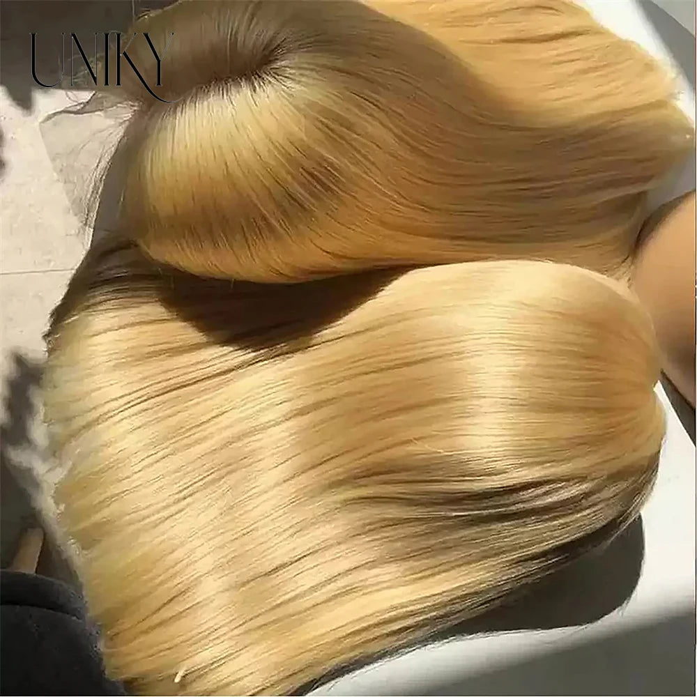 613 Blonde Wig T-Part Lace 613 Lace Front Wig Human Hair Pre Plucked with Baby Hair 180% Density Wigs for Women Blonde Bob Wig