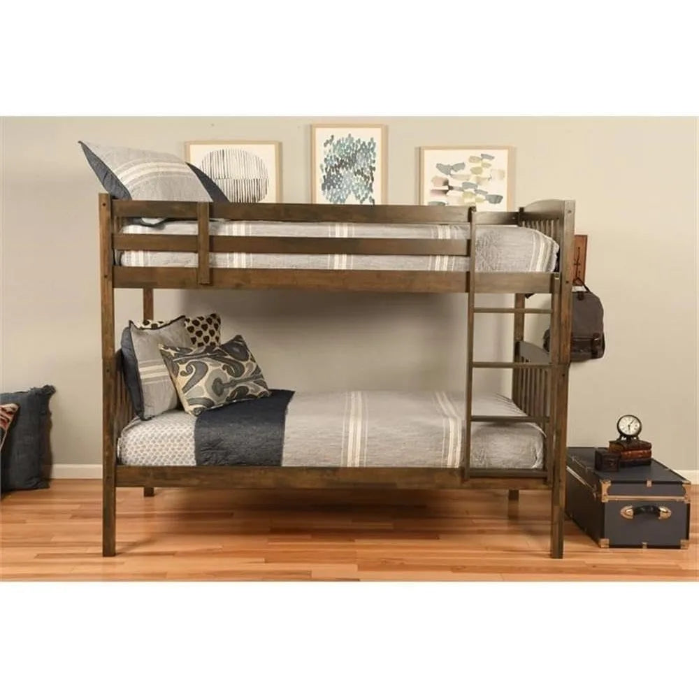 Bunk Bed, in Wood in Brown - Easy Assembly,No Necesita Somier,Wood Bunk Bed Frame