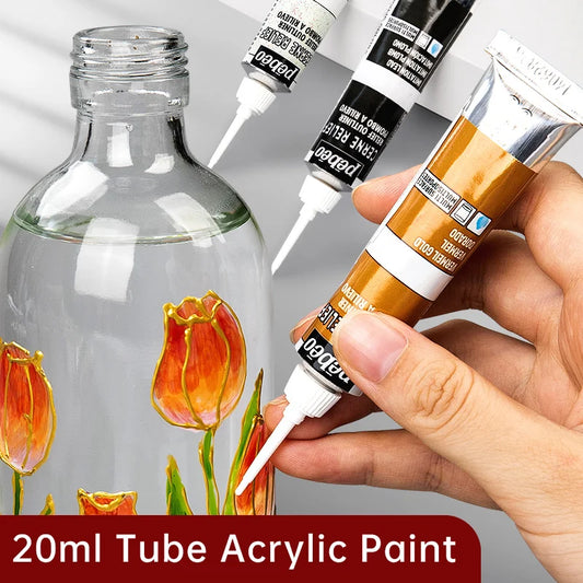 Acrylic Paint 20 ML Waterproof Acrylic Paint Tube for Wood/Canvas/Fabric Painting Rich Glass Pigments Artist Drawing Supplies