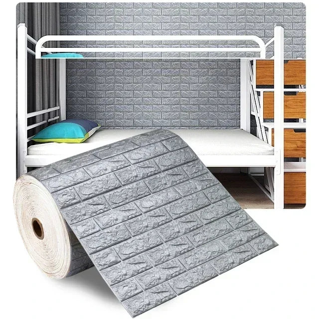 1/3/5/10M 3D Self-Adhesive Decor Wallpaper Continuous Waterproof Brick Wall Stickers Living Room Bedroom Wall Home Decoration