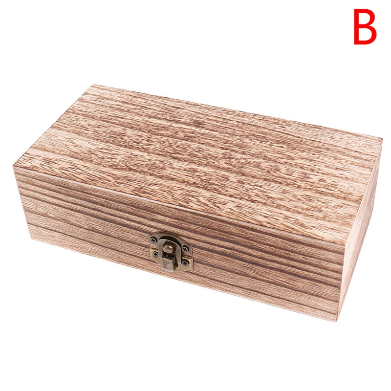 1Pc Retro Jewelry Box Desktop Natural Wood Clamshell Storage Decoration Wooden Home Storage Organization Storage Boxes