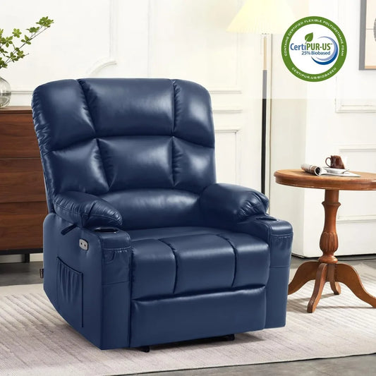 Large-Wide Lay Flat Dual Motor Power Lift Recliner Chair Sofa with Massage and Heat for Big Elderly People, Infinite Position,