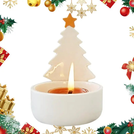 Ceramic Tea Light Candle Stand Ceramic Votive Candle Holders Vintage Candle Holder Christmas Tree Shape Home Decor For Dining