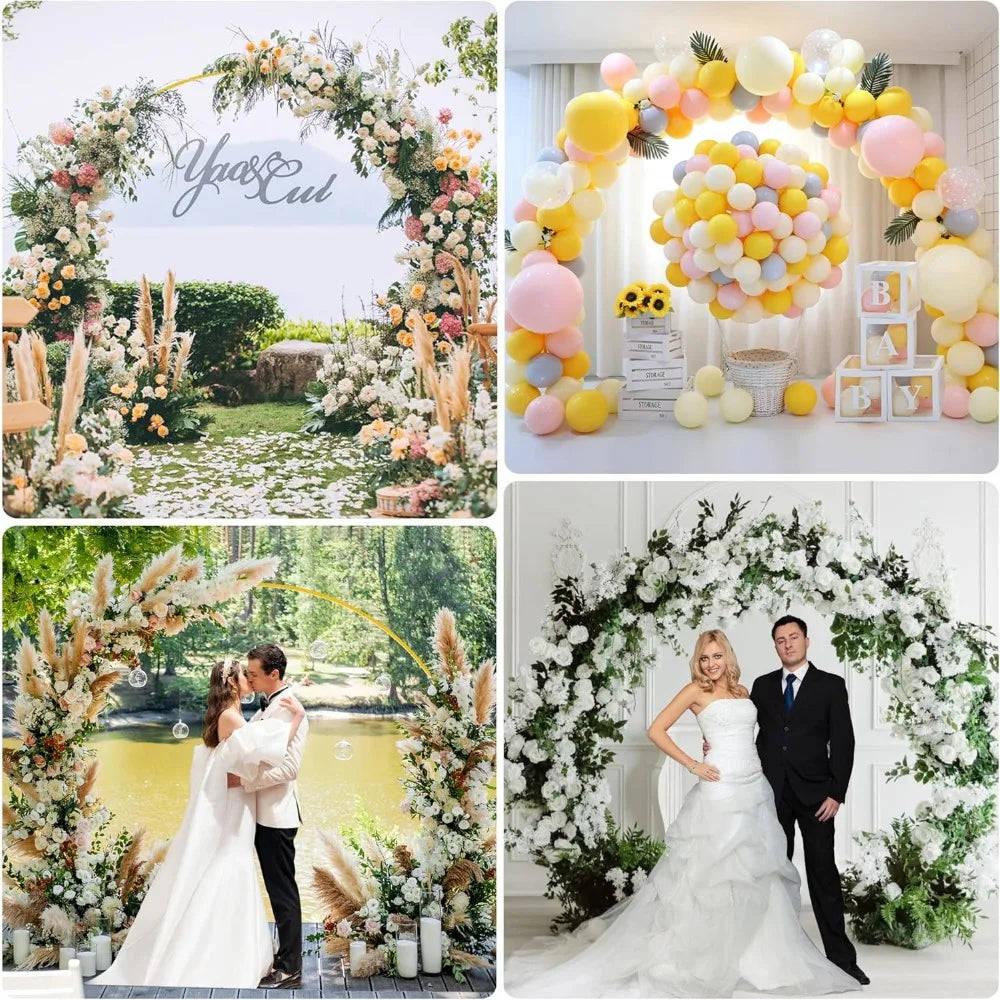 Wedding Arch Round Backdrop Stand Gold Metal Circle Backdrop Stand Circle Balloon Arch Stand Frame for Anniversary Ceremony