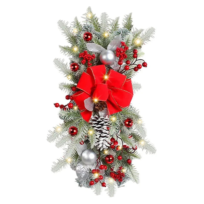 Christmas Wreath Pendants Garland Xmas Decoration  Christmas Wreath Hanging Pendant For Holiday Wall Door With LED Light