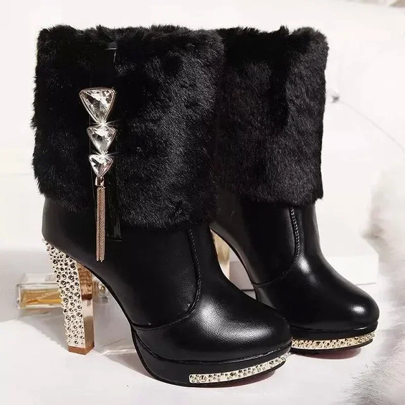 Winter Boot Women Shoe Winter New Ankle Boots Waterproof Platform Women Boots Fashion Rhinestone High Heelsсапоги Женские Зимние