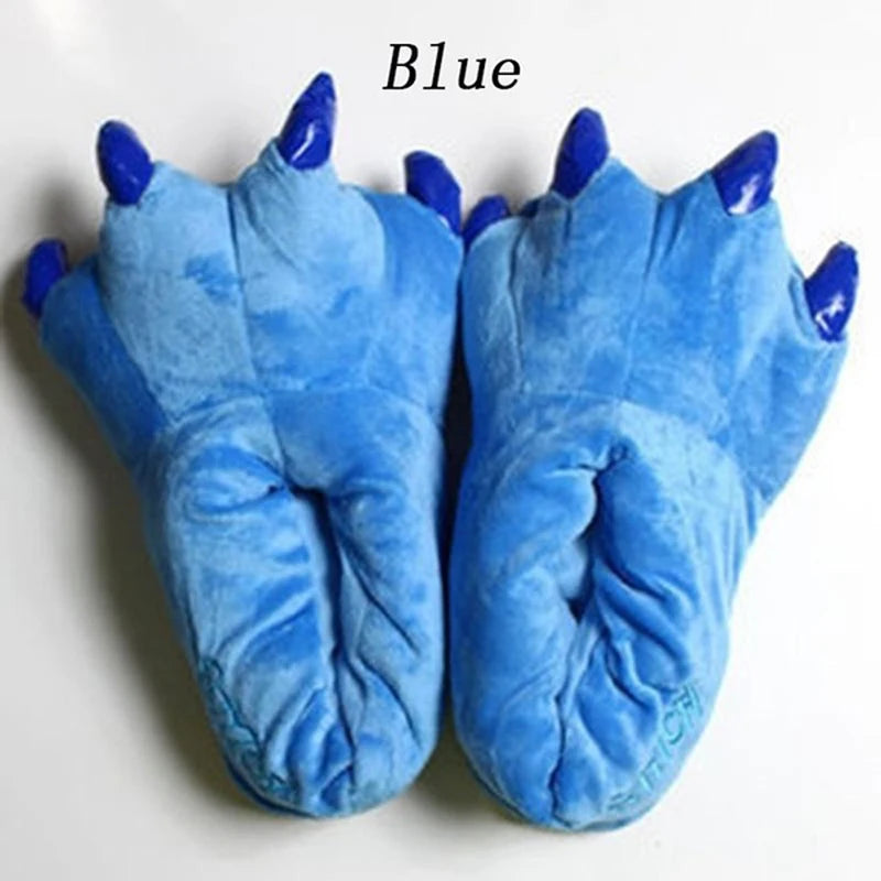 Winter Warm Soft Indoor Floor Slippers Women Men Shoes Paw Funny Animal Christmas Monster Dinosaur Claw Plush Home