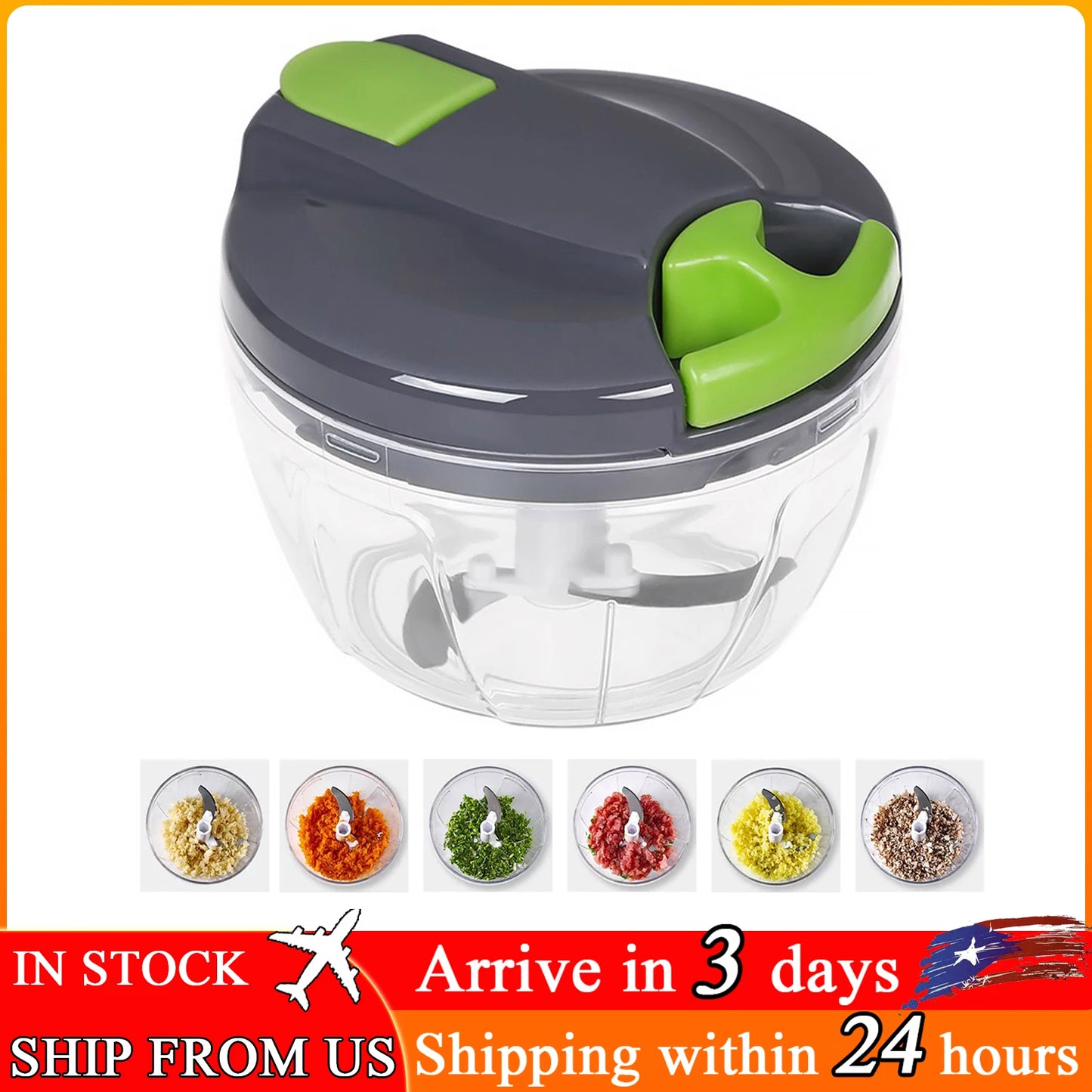 520ml Manual Food Chopper Hand Pull String Vegetable Cutter Portable for Garlic Ginger Fruits Chopper Kitchen Food Processor