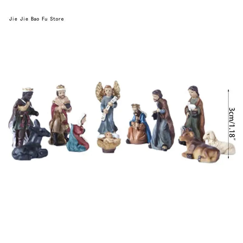 Christ Nativity Statue Scene Set Baby Jesus Manger Figurines Resin Crafts Miniatures Religious Ornament Church Gift Home Decor