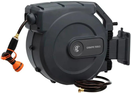 AW505/8 Retractable Garden Hose Reel 5/8" x 115+5 ft, Heavy Duty Wall Mounted Water Hose Reel Automatic Rewind