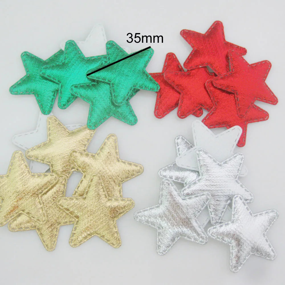 PANNWO 4 Sizes Available 50Pcs Padded Felt Star Appliques Christmas DIY Scrapbooking Craft Accessories