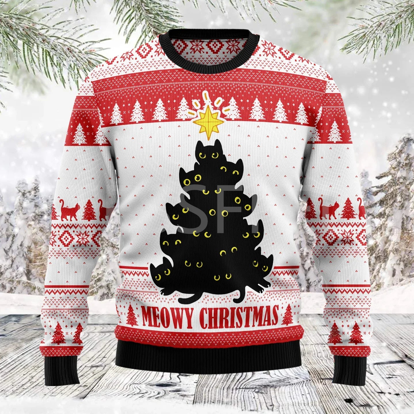 Cosplay Christmas Ugly Sweater Cartoon Dog Cat Santa Claus Tattoo Long Sleeves 3DPrint Autumn Winter Pullover Harajuku Casual 18