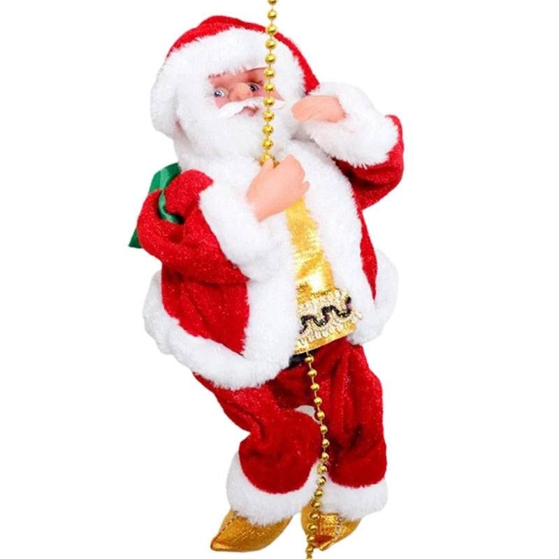 Happy New Christmas Decorations Santa Claus Automatic Climbing On Rope For Home Indoor Shop Xmas Gift Wall Window