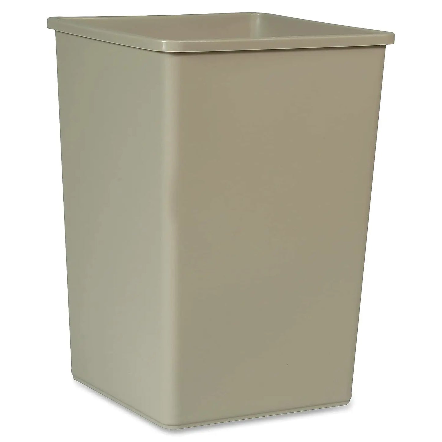 Commercial Products 35-Gallon Untouchable Square Trash/Garbage Can for Offices/Stores/Restaurants, Beige