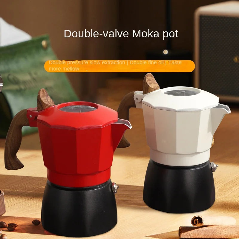 Double Valve Moka Pot Retro Outdoor Coffee Maker Espresso Machine for Home Use Small Moka Pot