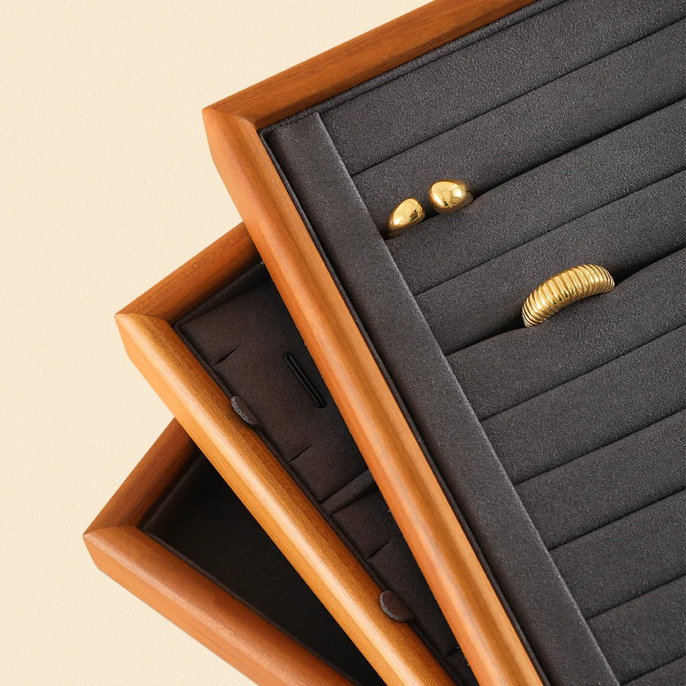 YinBeiNi Ring Bracelet Necklace Display Tray Wooden Jewelry Storage Organizer Pendant Chain Accerssories Display Pallet P068