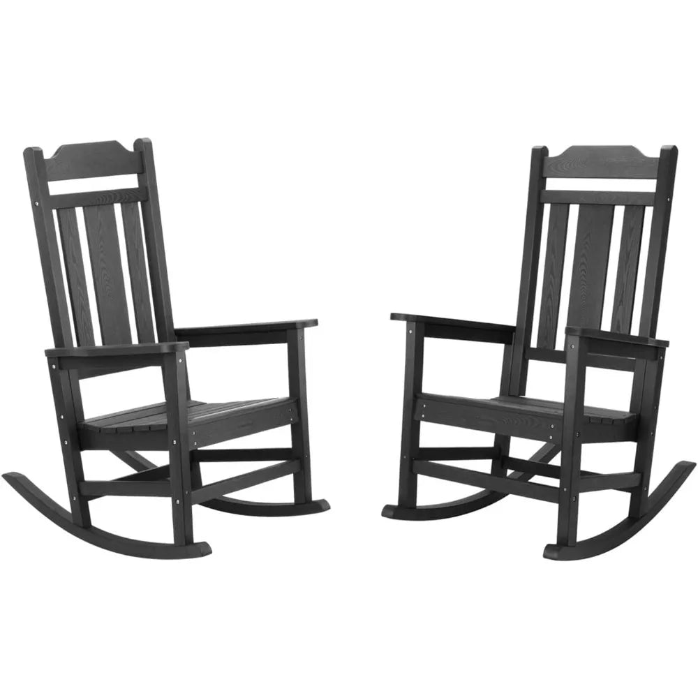 Patio Rocking Chair Set of 2, All Weather Resistant Outdoor Indoor Fade-Resistant Patio Chair,Stable Durable Smooth Rocking