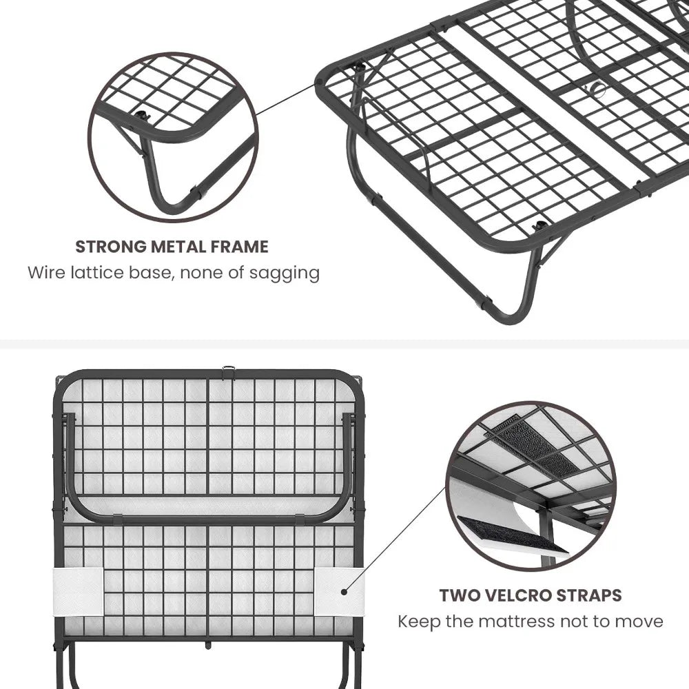 Folding bed with mattress, including storage cover, folding bed with memory sponge mattress, and metal frame with wheels