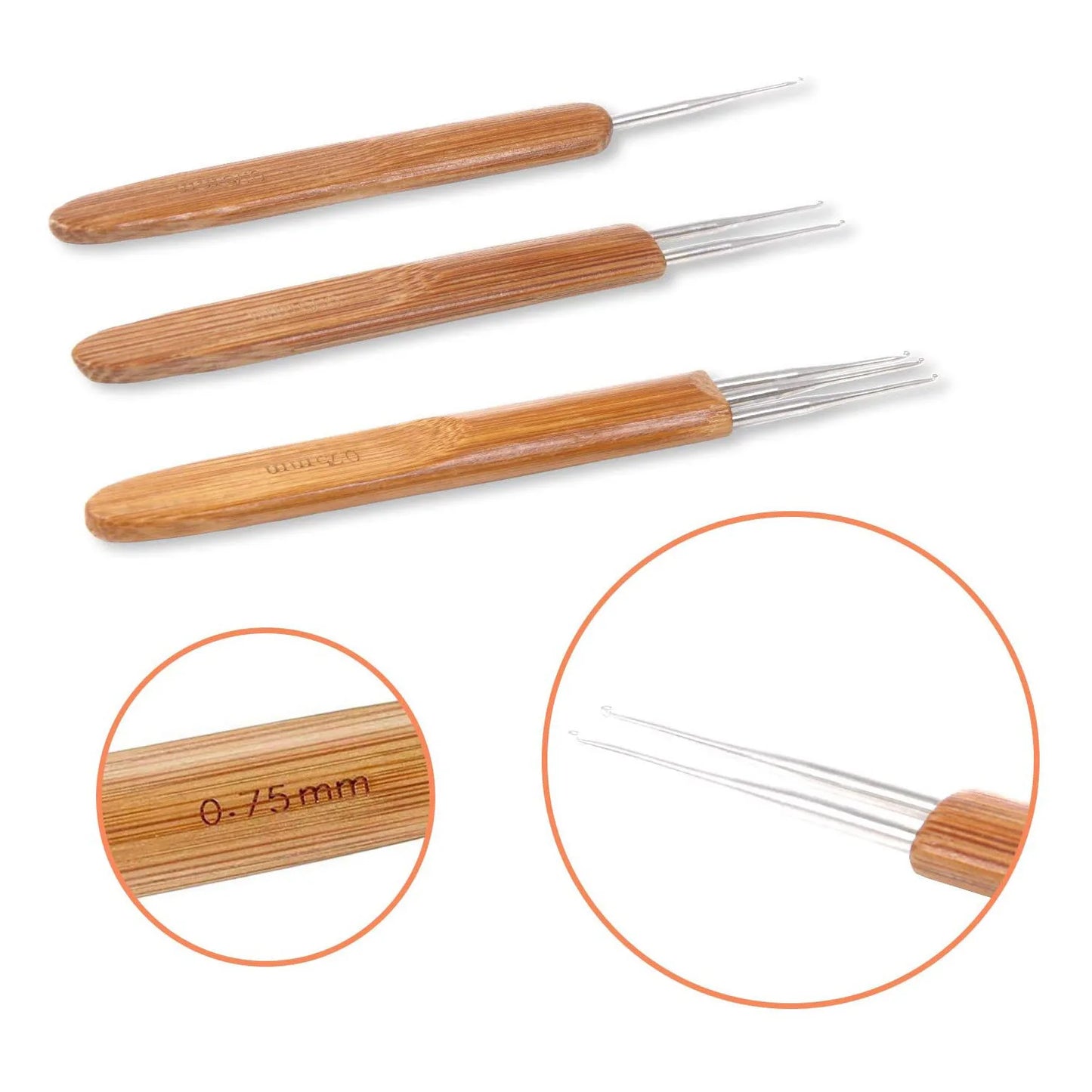 3pcs hair crochet needles set 0.5/0.75/1MM size dreadlocks hair braiding tools for hair crocheting