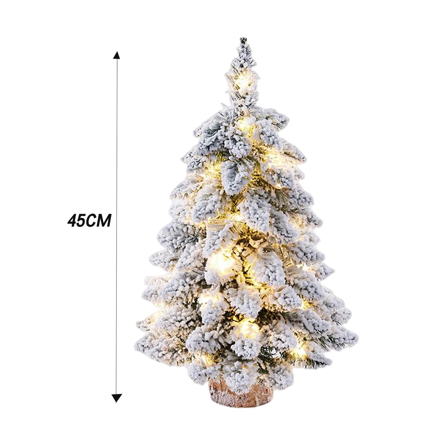 Prelit Tabletop Christmas Tree Includes Small White LED Lights Wood Base for Table Desk Farmhouse Porch Christmas Decoration