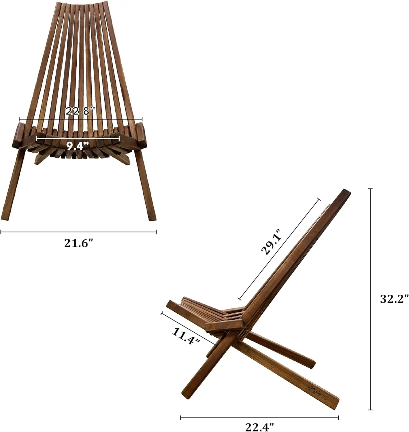 Chair for Outdoor - Low Profile Acacia Wood Lounge Chair with FSC Certified - Fully Assembled Outdoor Foldable Chairs