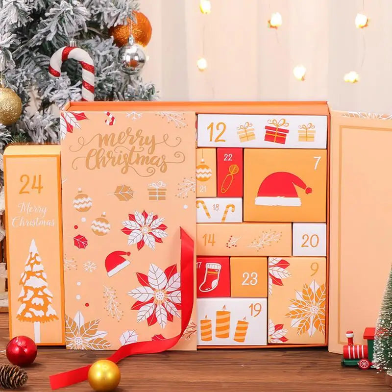 Advent Countdown Boxes 24 Grids Cardboard Advent Calendar Box Refillable Countdown Calendar Packaged Biscuits Boxes Christmas